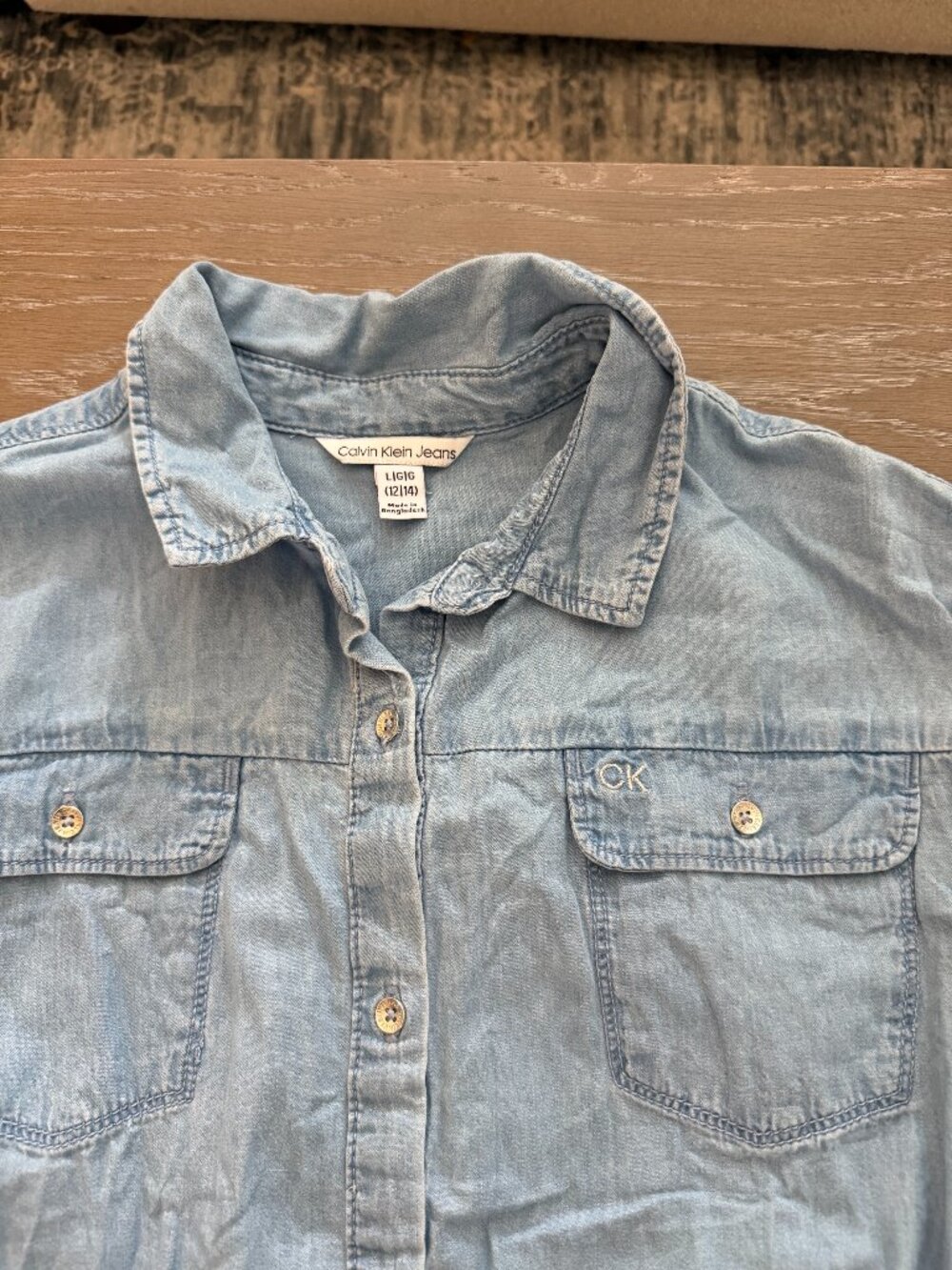 Girls Calvin Klein Jeans sleeveless denim chambray dress size large 12/14 - Picture 2 of 2